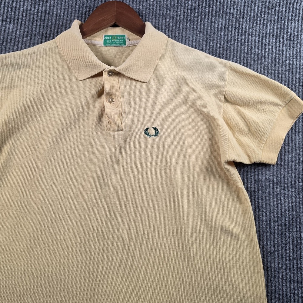Fred Perry Vintage 70s Yellow Polo Shirt Made In Britain Womens Size 38 Mod Tops